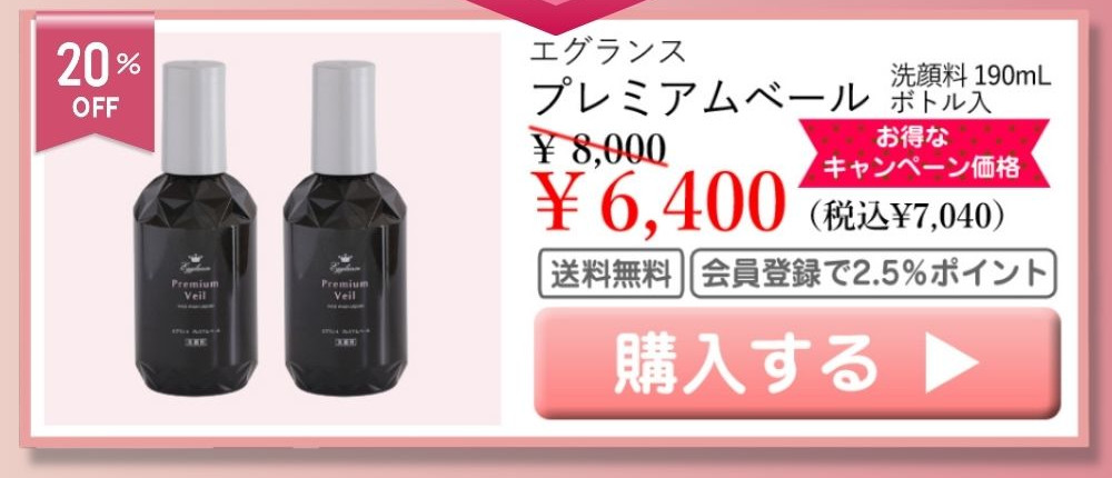 エグランス Egglance プレミアムベール 洗顔料 190mL ボトル入 お得なキャンペーン価格 20%OFF 6400円（税込7040円） 送料無料 会員登録で2.5％ポイント