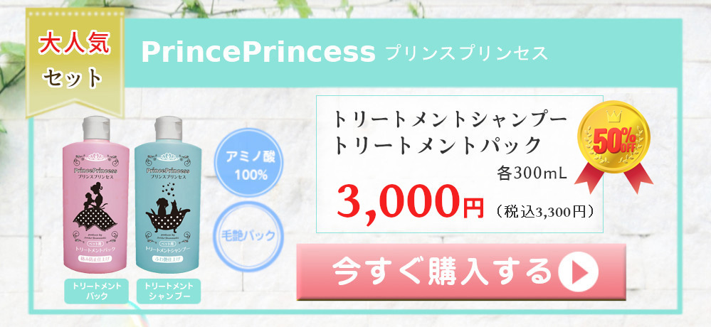 プリンスプリンセス PrincePrincess 大人気セット アミノ酸100% 毛艶パック トリートメントシャンプー トリートメントパック 各300mL 6000円（税込6600円） 送料無料
